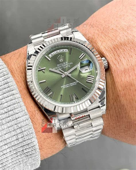 rolex day date green white gold|rolex day date 40 228239.